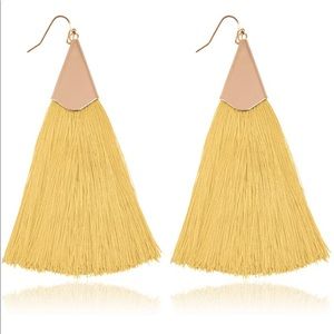 Bohemian Silky Thread Fan Fringe Tassel Earrings -